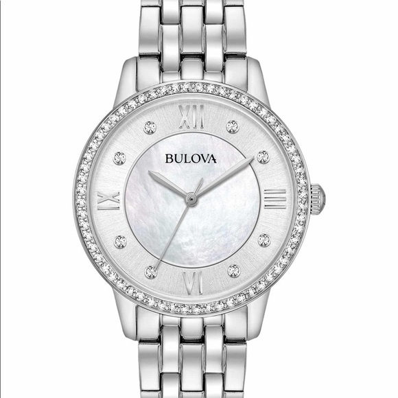 NWT Bulova Swarowski Watch, Necklace, Earring Set - Picture 3 of 10